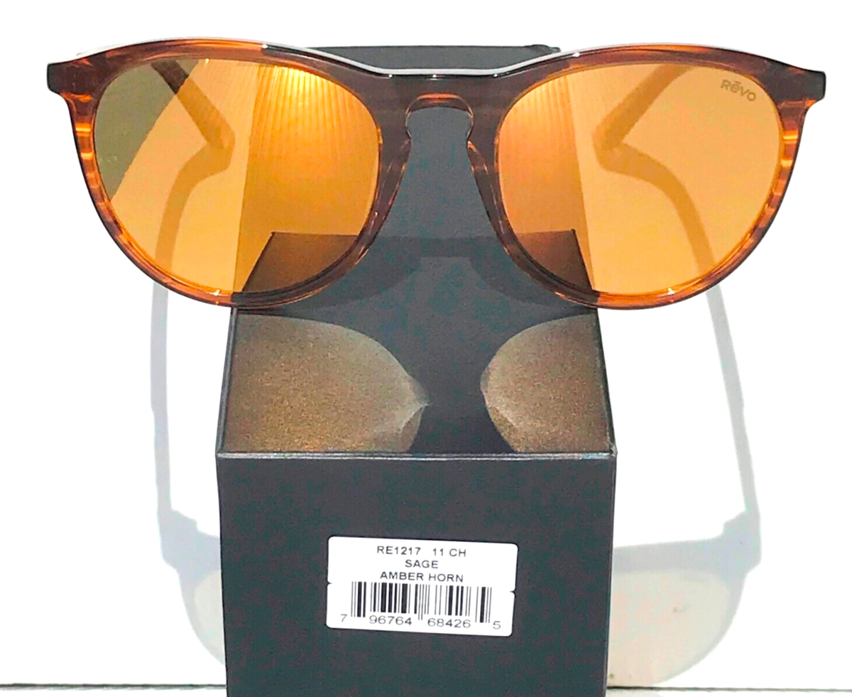 NEW Revo SAGE Amber POLARIZED Champagne Gold Lens Sunglass 1217 11 CH 53-20-140 Sage-RE1217-11-CH-amber-horn-  main image 2