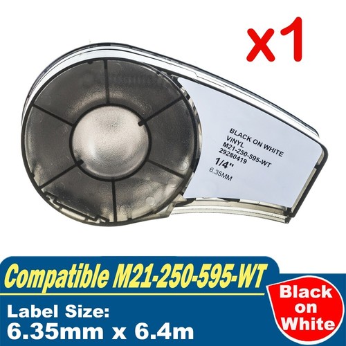 MarkField 3x Ruban Vinyle M21-500-595-WT Noir Sur Blanc 12.7mm X 6.4m - Compatible Étiqueteuse