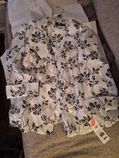 Alex Evenings Womens 2X Jacket Camisole Tank White Black Floral Silver Shimmer