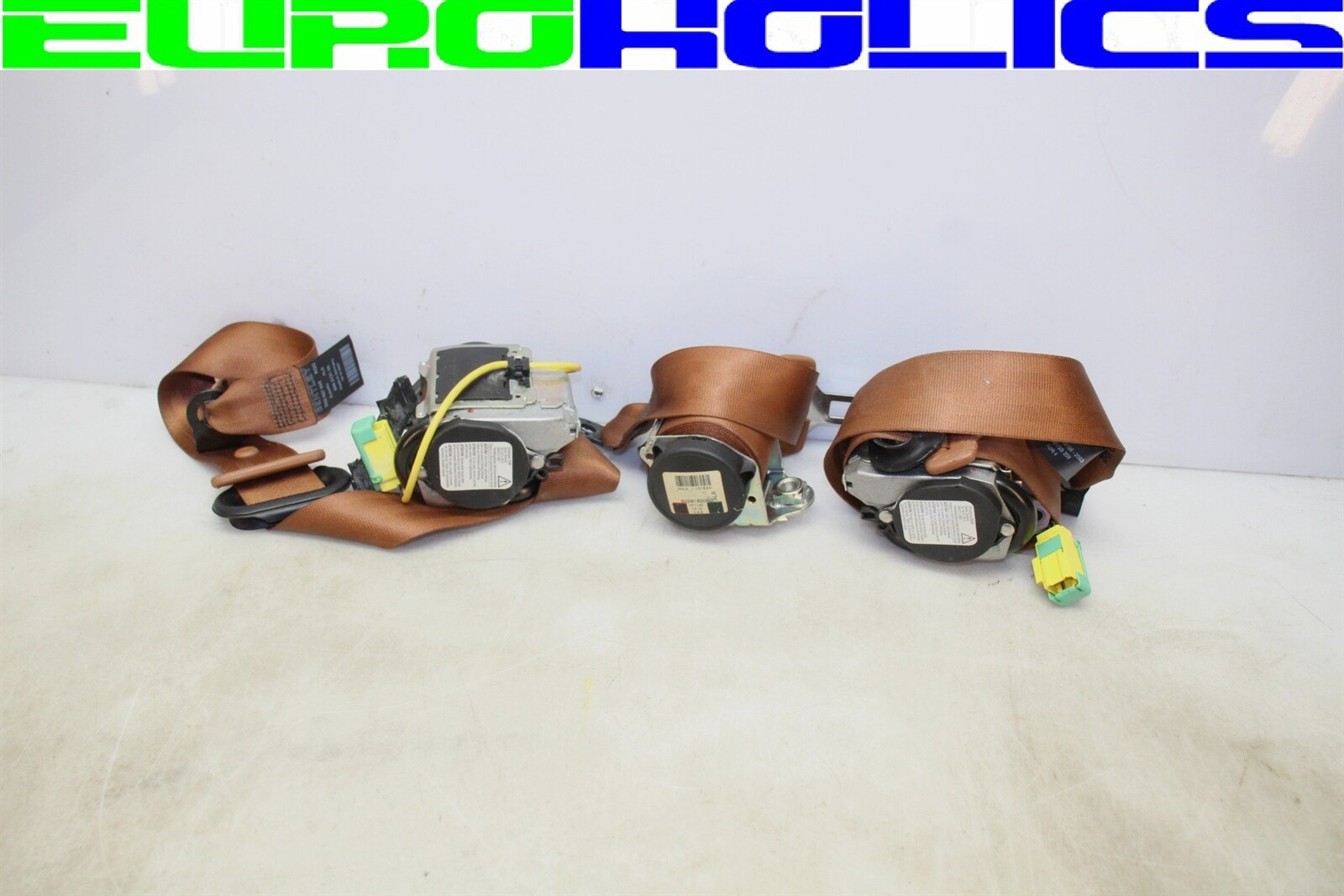 SET 3 Bentley Continental Flying Spur 06-12 Rear Center Left Right Seat Belt BRN