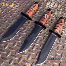 WARTECH 12" MILITARY USMC Tactical Fixed Blade Fighting Knife Black Coated Blade