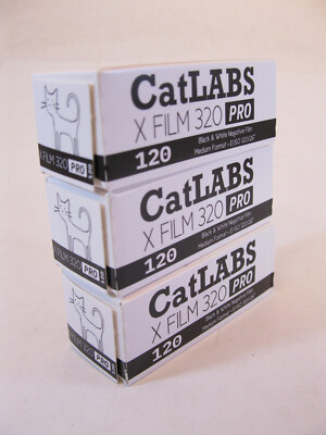 Three Rolls NEW Catlabs X Film 320 PRO B&W 120 Medium Format Cat Labs