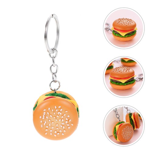 Hamburger Key Chain Hanging Ornament Simulation Food Pendant Key Ring Ornament - Picture 9 of 12
