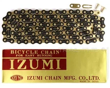 Izumi Jet Black Gold 1/8" 116L Single-Speed Chain for BMX Track Fixed Gear Bike