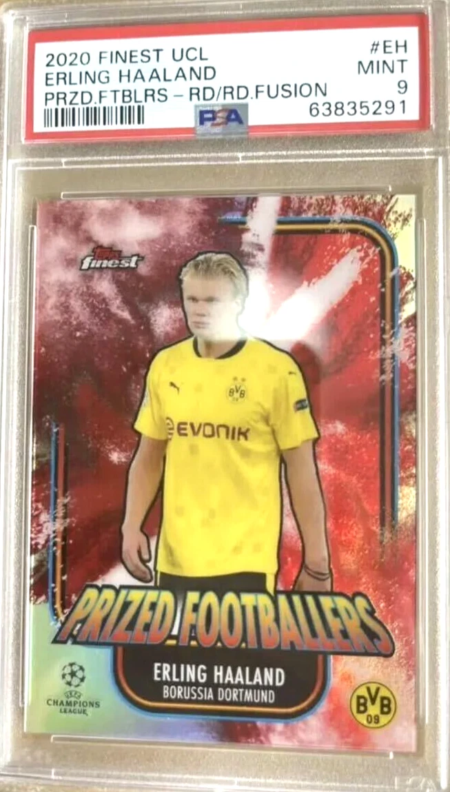 Erling Haaland /5 PSA9 2020 Topps Finest UCL Prized Footballers Red Fusion Card