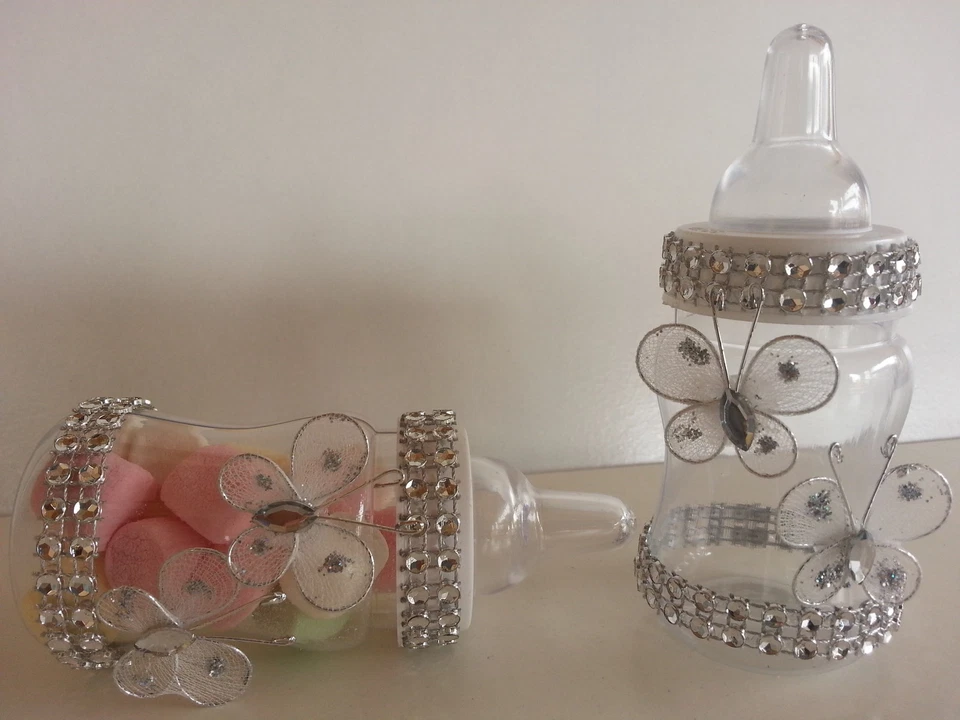 Decoración Baby Shower | 12 Biberones Mariposa Rellenables Favores | Premios o Juegos  Foto 4 de 4