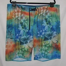Salt Life Board Shorts Mens 43 SLX-QD Vapor Stretch Blue Green Floral Print