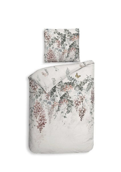Heckett & Lane Satin BettwäSche 135X200 Nina White BlüTenträUbel Rosa Wende-image
