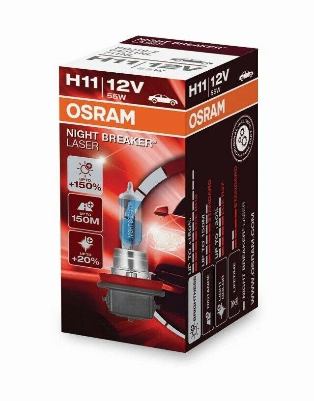 OSRAM NIGHT BREAKER LASER +150% NEXT GENERATION H1 H3 H4 H7 HB3 HB4 H8 & H11
