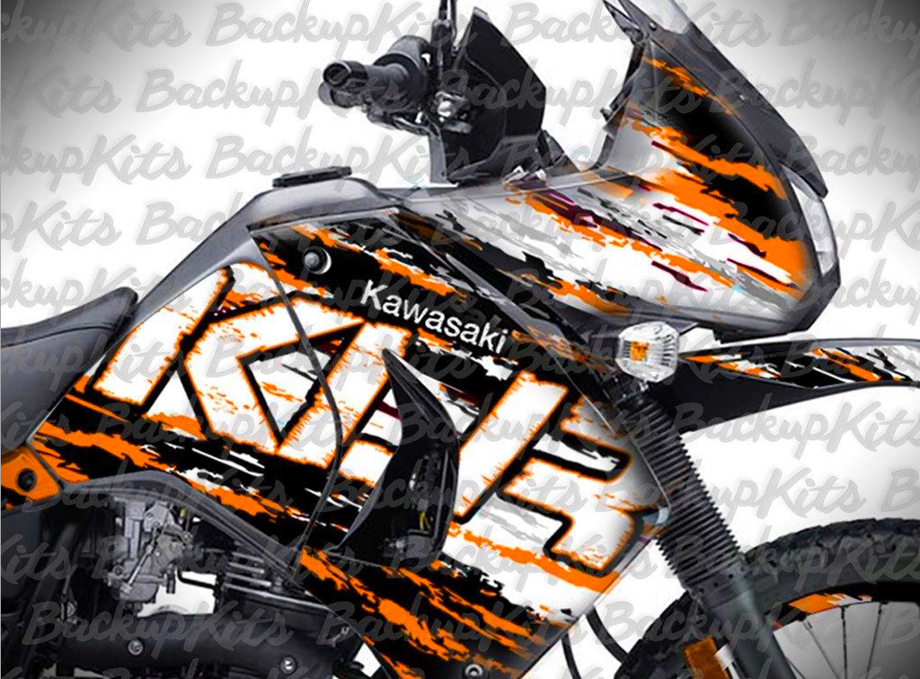KAWASAKI KLR 650 GRAPHICS KIT DECALS STICKERS SUPER RALLY ORANGE 2 2008