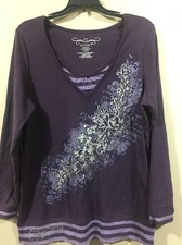 Ladies Gitano Size 14-16W Purple Detailed Shirt