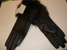 NEW Fownes Brothers Brown Woman's Small Leather Touch Gloves Retail 98.00
