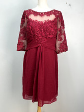 JJs House Lace Chiffon Sheath Knee Length Formal Dress Sz 14 198251 Illusion