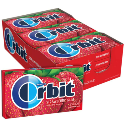 Strawberry Sugar Free Chewing Gum, 12 Packs of 14-Pieces (168 Total Pieces)