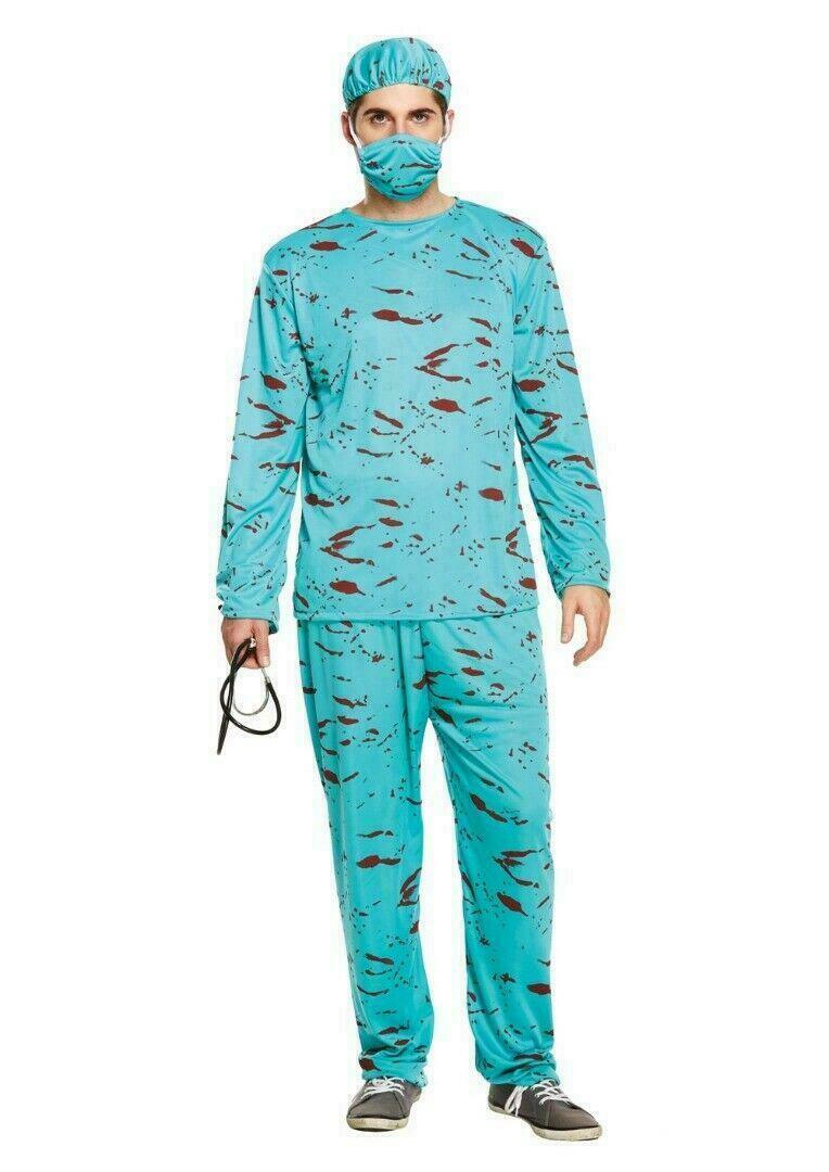 Adult Bloody Surgeon Halloween Fancy Dress Costume Horror Zombie Doctor