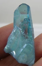 28.10ct Brazil Terminated Neon Blue  Aqua Aura Quartz Crystal Specimen 5.6g 34mm