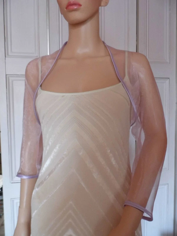 LILAC Organza Three Quarter length sleeve Wedding Evening Shrug