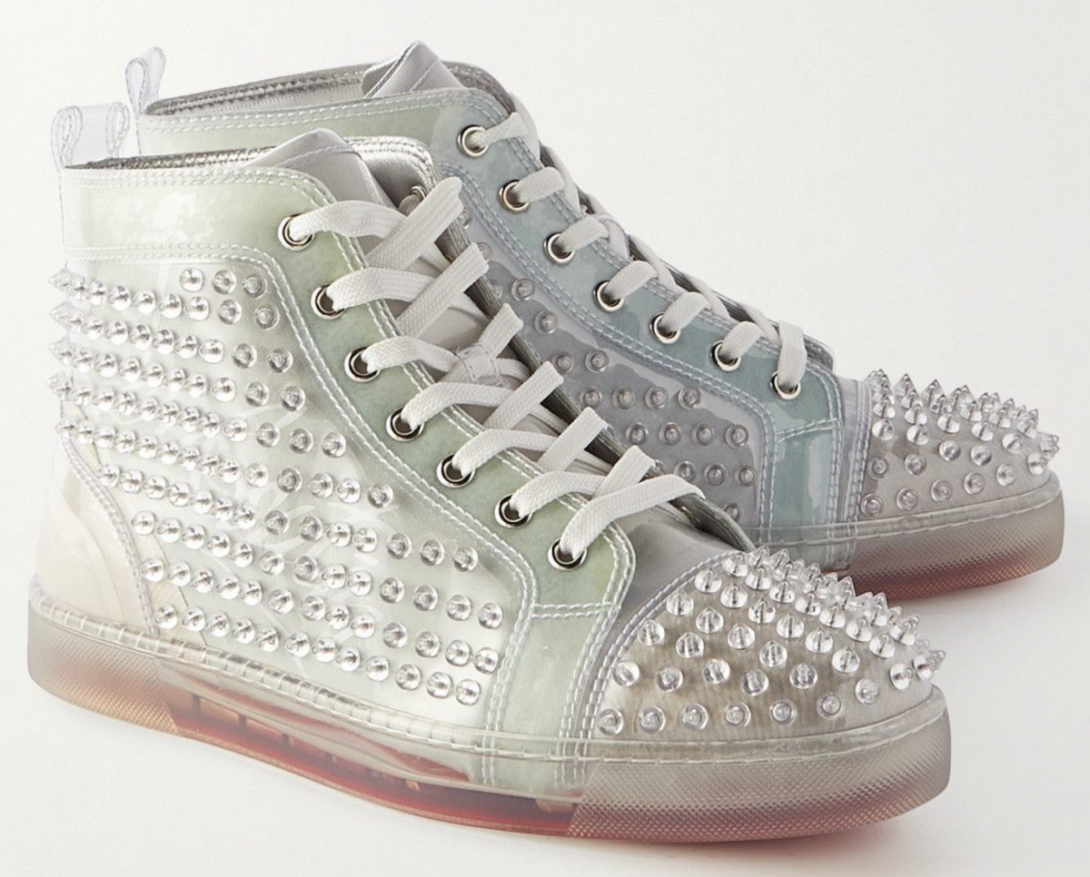 New Christian Louboutin Louis Spikes Louix X-Ray High Top Sneakers
