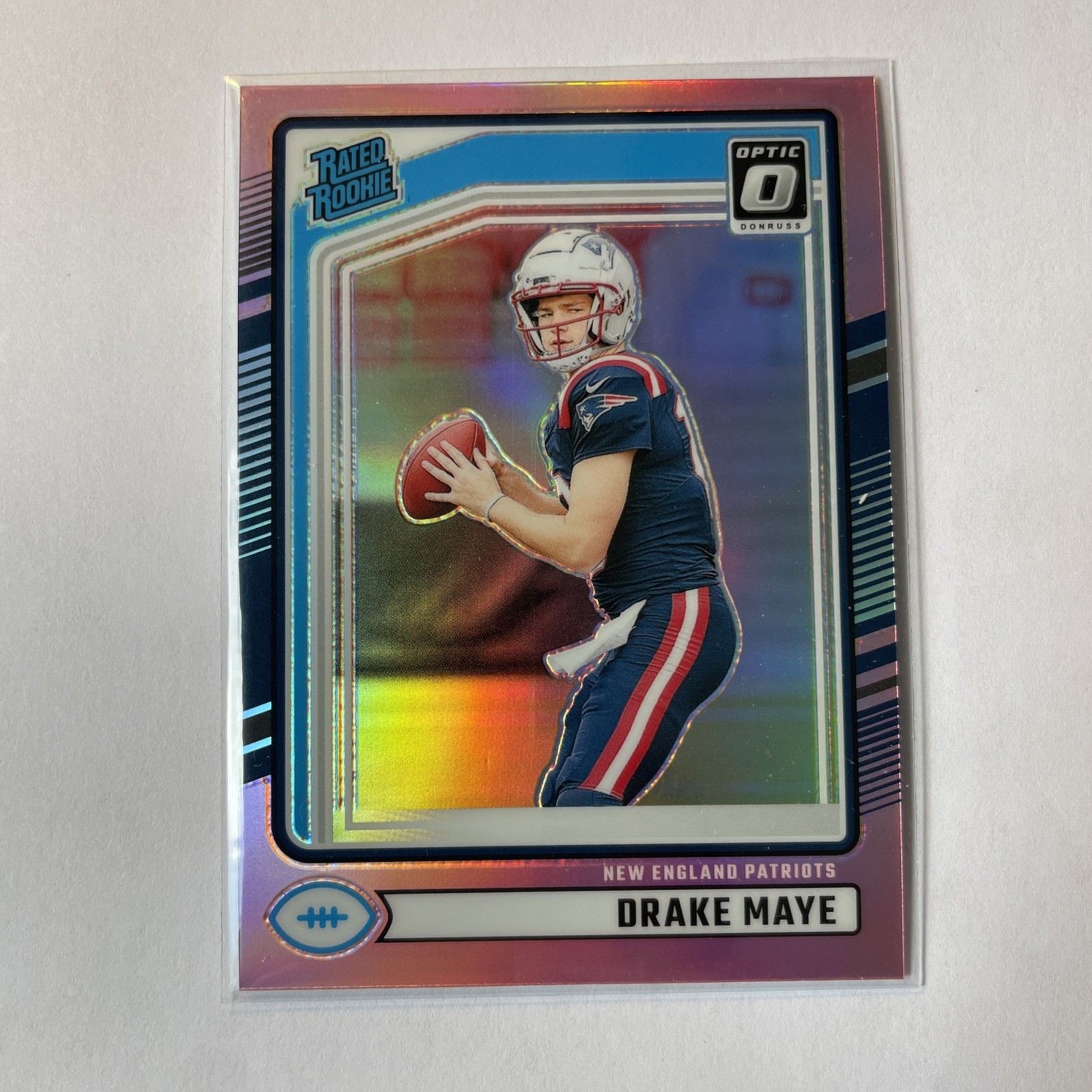 2024 Panini Donruss - Rated Rookie Drake Maye #379 Optic Preview Pink Prizm (RC)