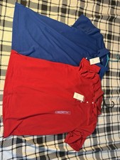 Croft Barrow Easy Care Polo Shirts Red Blue M 100 Polyester Short Sleeve