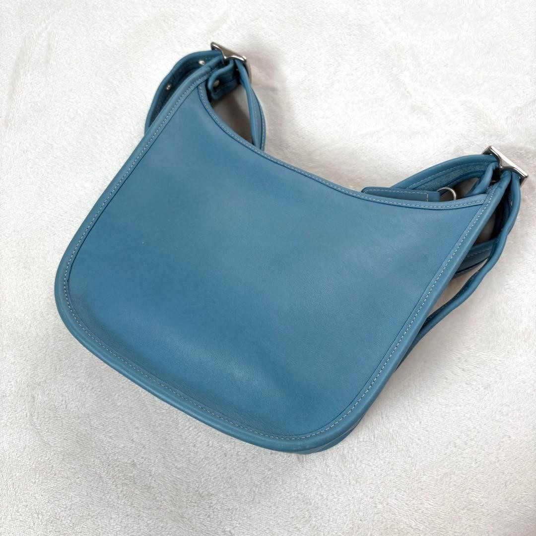 Old Coach Becket Shoulder Bag 9950 Vintage Blue Leather Flap Crossbody image 7