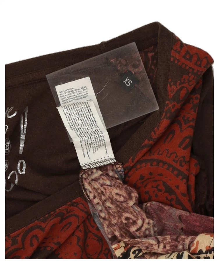 DESIGUAL Womens Long Sleeve Sheath Dress UK 6 XS Brown Paisley Cotton DV70 - Image 3 of 3