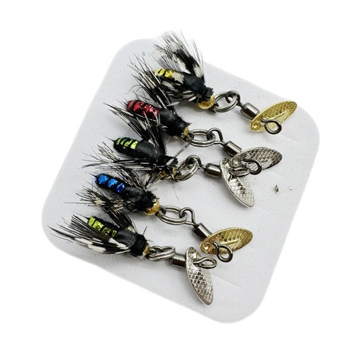 Lot De 10 Leurres Cuillères Métal Pailletés - Avec Plume & Hameçons Lot De 10 Leurres Cuillères Métal Pailletés - Avec Plume & Hameçons
