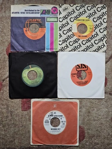 Lot 5 Rock 45's Led Zeppelin Legends John & Yoko Little Richard w Jimi Hendrix