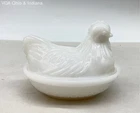 Hazel Atlas Milk Glass Hen On Nest Covered Dish Basketweave White Vintage