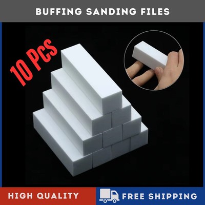 10 x weiße Puffer Block Acryl Nail Art Polieren Schleifen Block Feile UK
