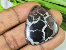 AAA Natural Septarian Jewelry Making Fancy Black Crytsal Gemstone 30X35X05MM v61