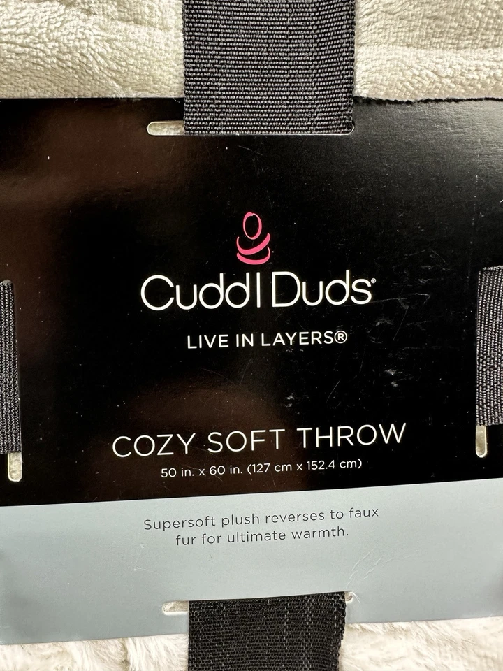 Cuddl Duds Plush Sherpa Throw Blanket Cuddle Cozy Live Soft Reversible Gray - Image 3 of 4