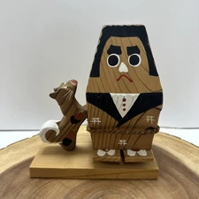 Vintage Japanese Wood Carving Saigo Takamori & Hachiko Kagoshima Folk Art