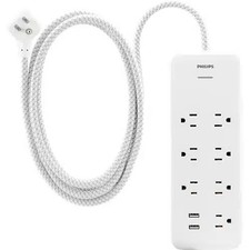 Philips SPP3303W/37 7-Outlet Surge Protector, 2 USB-A Ports, 4ft Braided Cord...