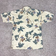 Tommy Bahama Polo Shirt Mens Medium Tropical Hula Print Cotton Hawaiian Relax