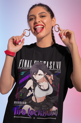 Fathom FF7コラボTシャツ ティファ 半袖 Lサイズ Tifa Lockhart FF7 Vintage T-Shirt Waifu Tee Final Fantasy 7 Gamer
