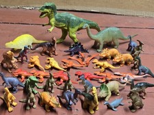 Vintage Modern Toy Dinosaurs Lot of 38 - Small Assorted Sizes Colors Plastic
