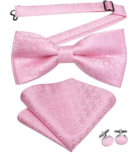  Pajarita para Hombre Paisley Floral Para Hombre Bonita Pajarita y Solapa Rosa Claro Blanco Foto 2 de 4