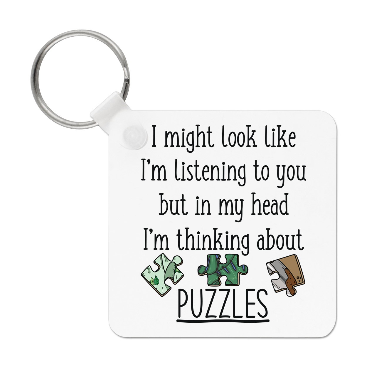 I Might Look Like I'm Listening To You Puzzles Keyring Key Chain Jigsaw Lady
