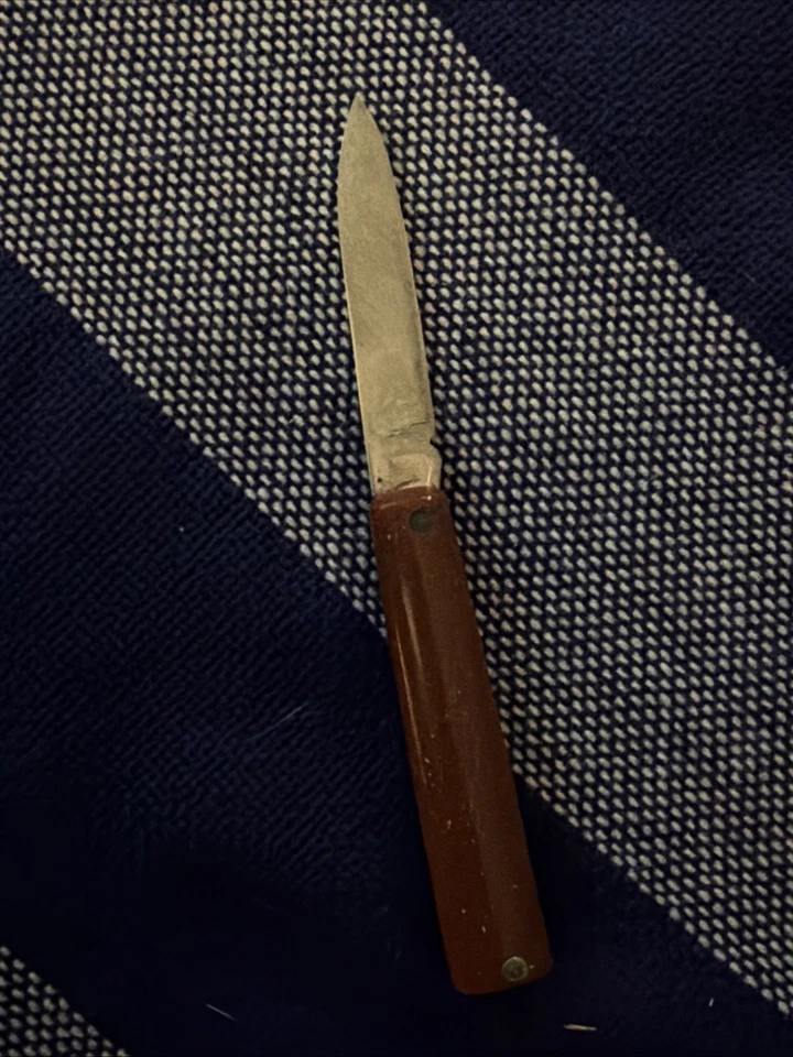 Vintage Stainless Steel Pocket Knife Wood Handle Made In Brazil - Image 3 of 3