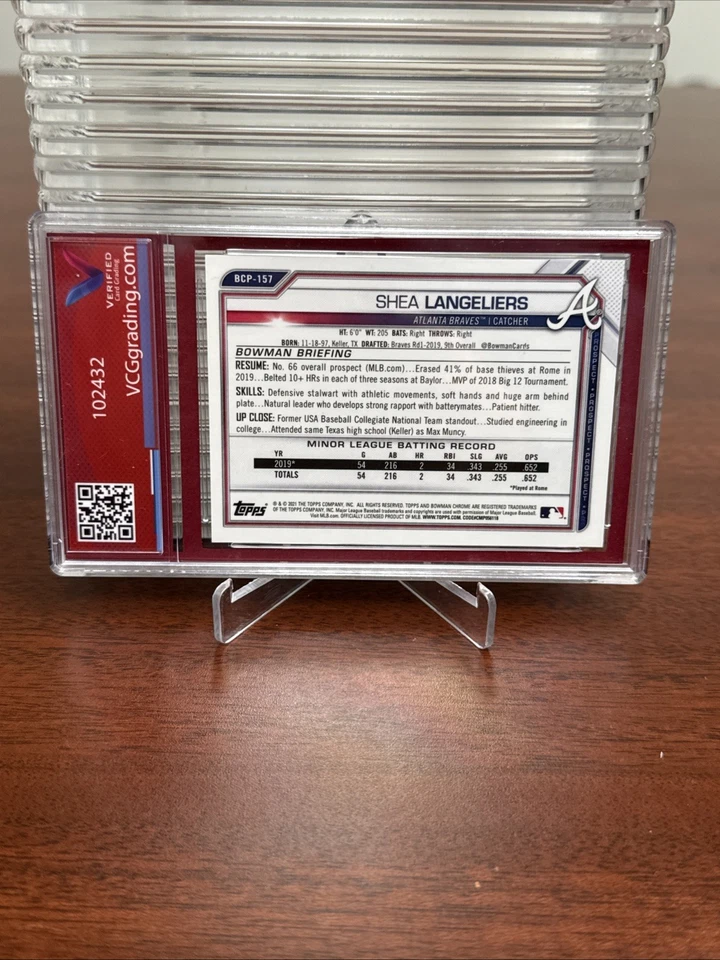 2021 Bowman Sapphire Chrome Prospects #BCP157 Shea Langeliers 1/5!! VCG 9.5!! - Image 4 of 4