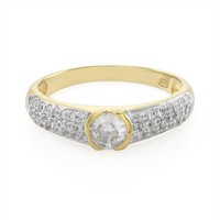 Kambodschanischer Zirkon-Ring Aus Vergoldetem Silber