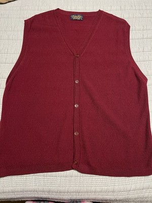 Brooks Brothers Extra Fine Italian Merino Wool Maroon Red Vest Sweater XL Preppy