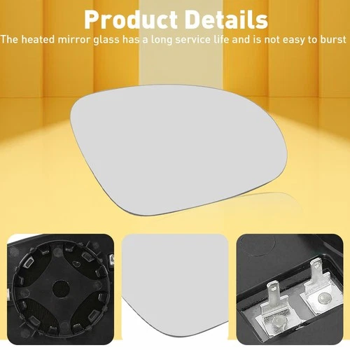 Right Passenger Side Heated Mirror Glass with Backing Plate for VW JETTA BEETLE