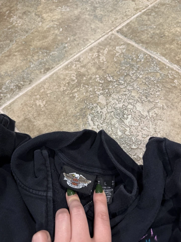Harley Davidson Mujer 2000’s Negro Cremallera Sudadera Talla Grande Foto 3 de 4