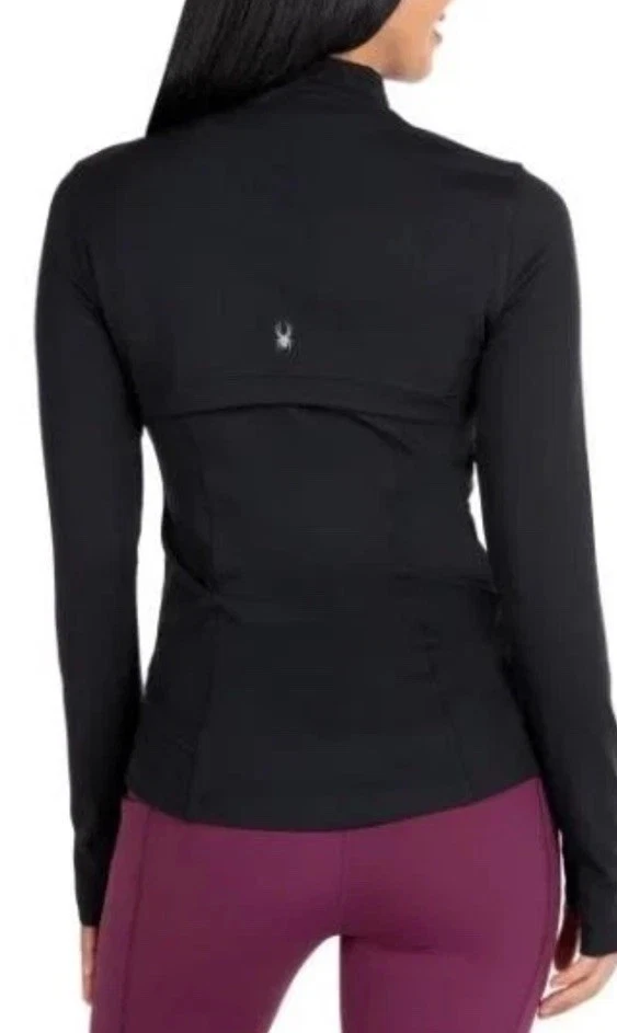 NUEVA Chaqueta de Yoga Spyder Active Para Mujer XL Negra Cremallera Completa Elastizada Ligera Foto 3 de 4