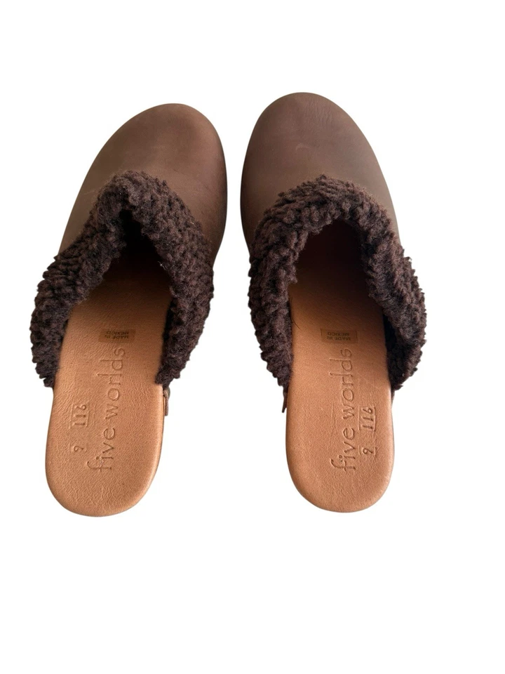 Nuevos zuecos Five Worlds by Cordani forrados de piel sintética marrón boho cómodos talla 9 Foto 4 de 4