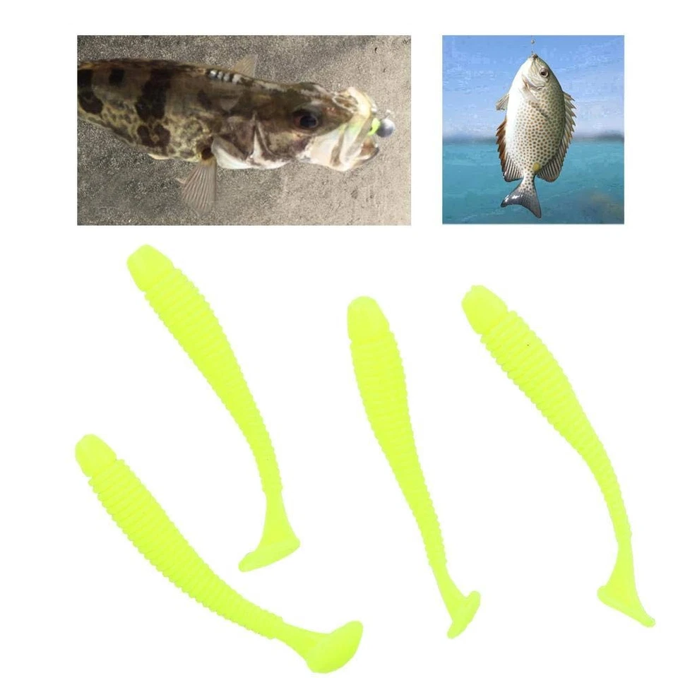 Tiny Soft Plastic Fishing Lures,Leur Poisson Jaune Fluo,50 Pcs 5cm Leurre pêche - Photo 3/4