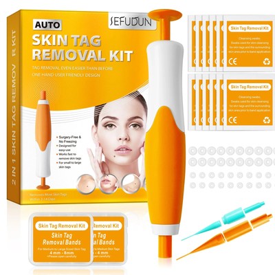 2-IN-1 Auto Skin Tag Removal Tool Kit Painless Skin Label Mole Acne Wart Removal