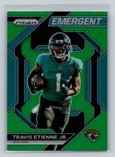 2023 Panini Prizm #H-16 Travis Etienne Jr. Emergent Prizms Green Color Match